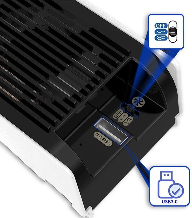 Linkhood Cooling Fan for PS5, External USB Cooler Game Console Quiet Cooling Fan with Extra USB3.0 Port for PS 5 Digital Edition/Ultra HD Console - Image 2